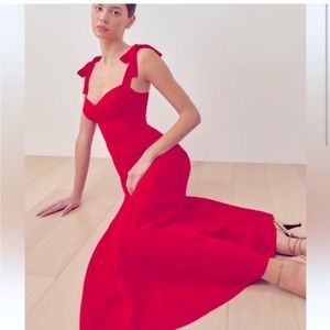 Reformation Scarlet Bow Strap Midi Dress